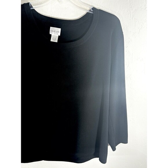 Chico’s Sz 3 Black 3/4 Sleeve Round Neck Pullover Career Sweater Women’s X-Large - Picture 6 of 6